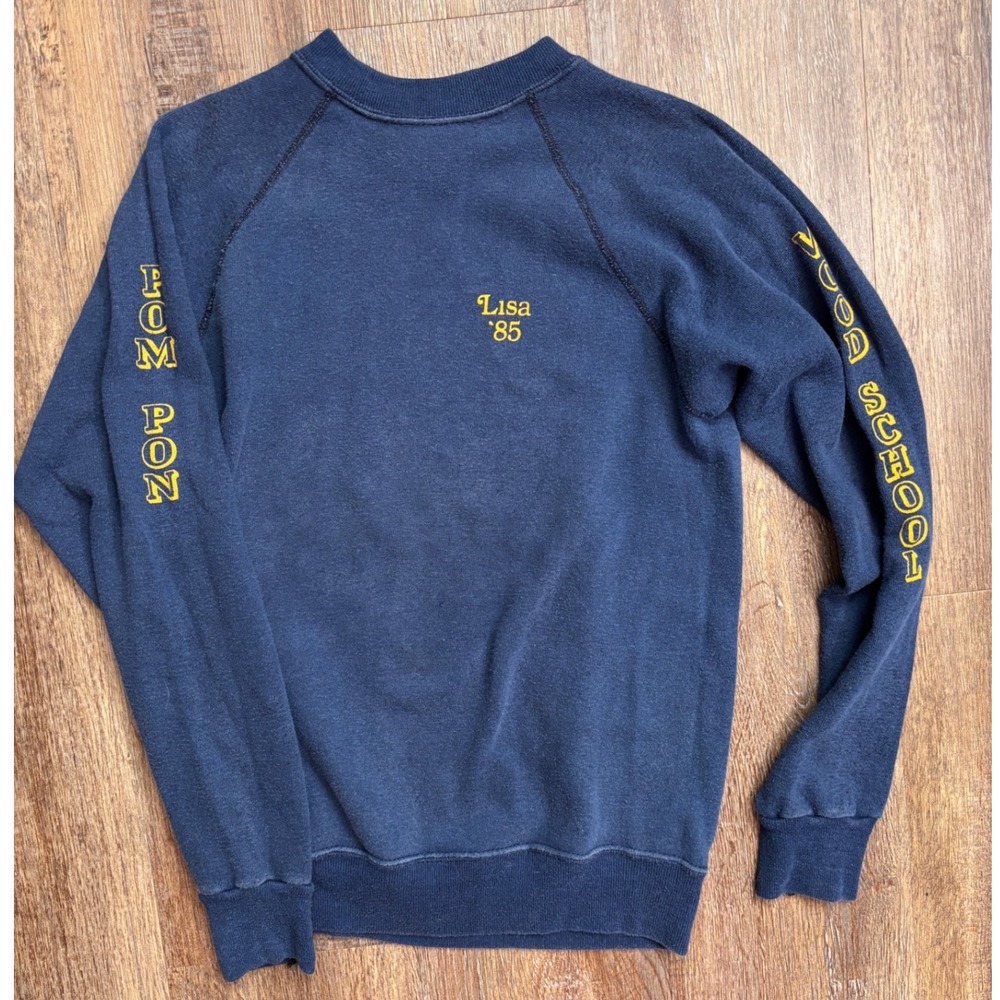 Vintage 80s Wood School Beavers Sweatshirt Blue Raglan Lisa 85 Mascot novelty